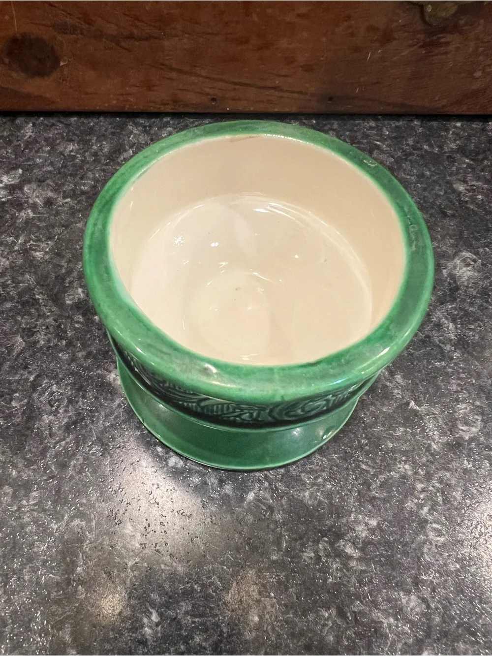 VTG Green Pottery Pedestal Planter